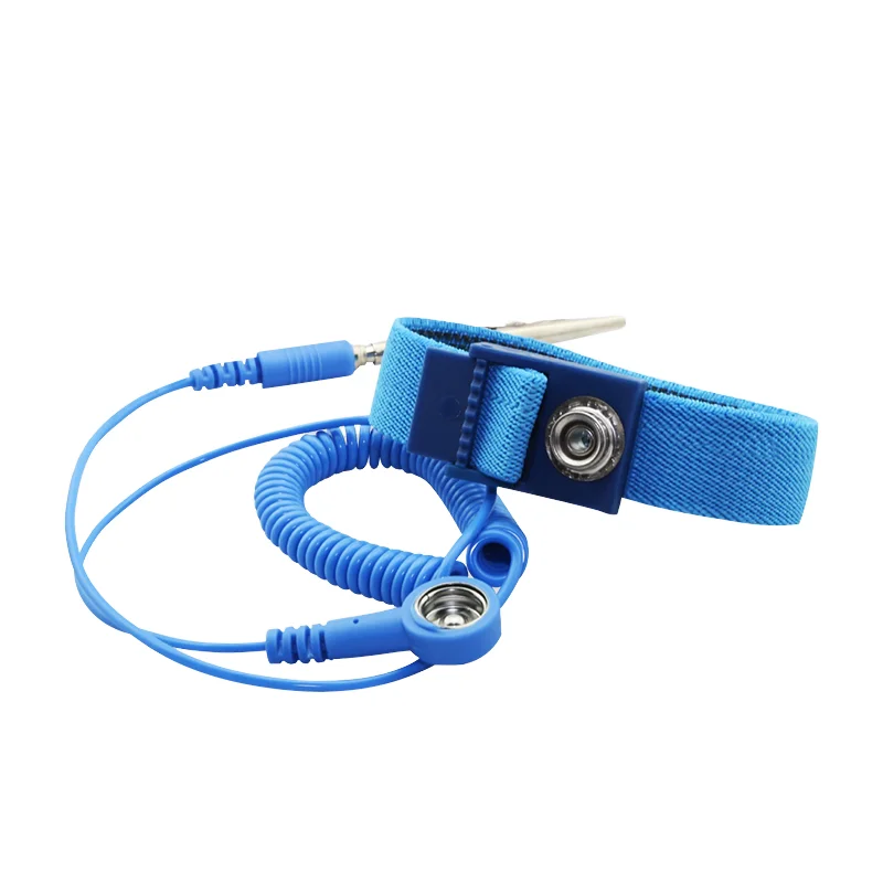 Adjustable Anti-Static Grounding Wrist Strap Wired Metal and PU Coil for Electronic Factory Workshop Safety Product