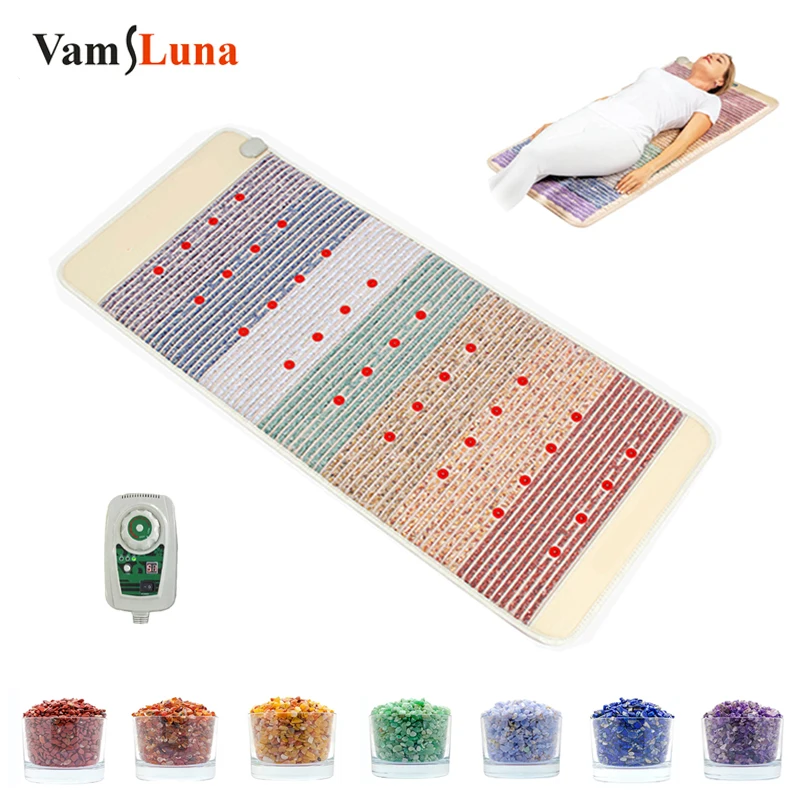 Rainbow Chakra Mat Photon PEMF Massage Infrared Heating Pad Gemstone Negative Ion Electromagnetic Therapy Mattress