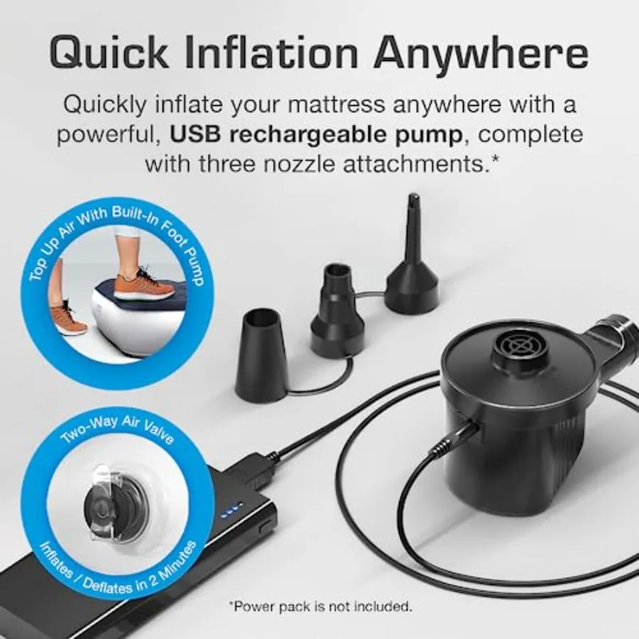 مرتبة هوائية مزدوجة مع مضخة مدمجة وسادة مرتفعة شديدة التحمل ومقاومة للثقب وسرير تفجير مقاوم للماء للتخييم في الهواء الطلق والمنزل #3