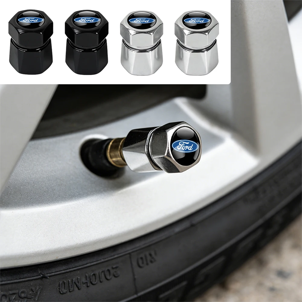 

4PCS Car Aluminum Metal Wheel Tire Valve Dust Caps Cover Car Styling For Ford Kuga Transit Ecosport Focus Ranger Mustang Fusion
