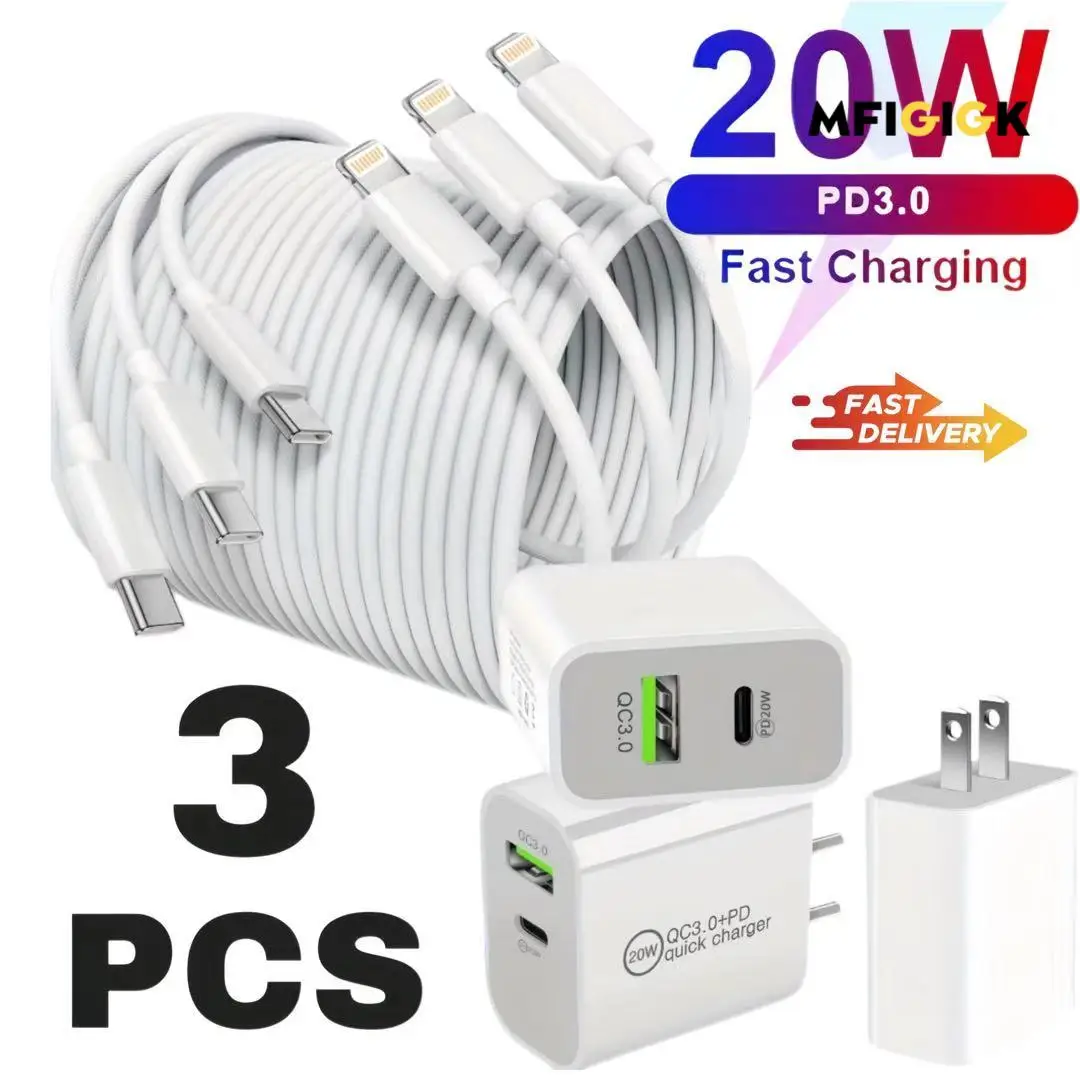 

MFIGlGK 3 шт. для iPhone 14/13/12/12 Pro/12 Pro/12 Pro Max/11/11 Pro/11 Pro Max/XT/XS/X/8, iPad, зарядное устройство для iPad