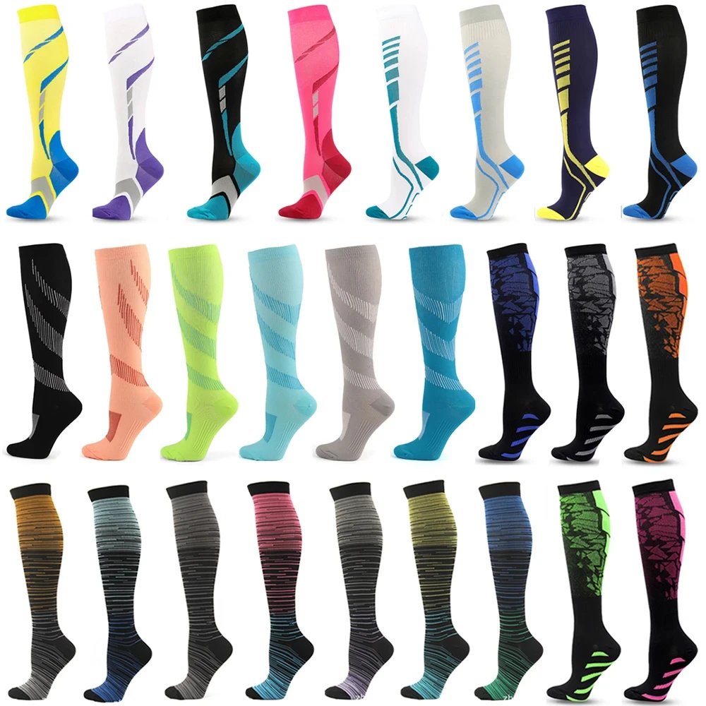 Unisex Compression Socks Running Cycling Basketball Skateboard Gradual Change Sports Socks Elastic Varicose Vein Edema Diabetes