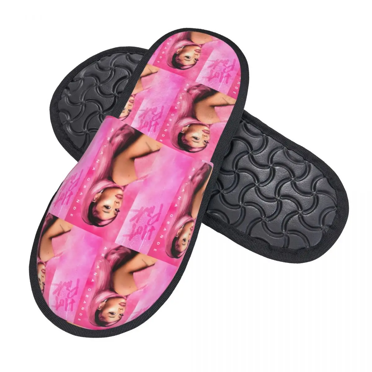 Custom Hot Pink Ariana Grande Soft Memory Foam House Slippers Women Popular Singer Cozy Warm Anti-skid Sole Slipper