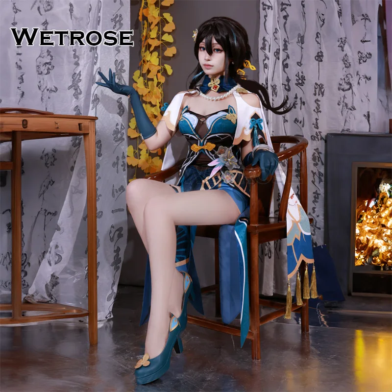 [Wetrose]Ruan Mei Honkai Star Rail Cosplay Costumes Qipao  زي تنكري روان مي ، قضيب نجوم هونكاي ، طقم كامل ، شعر مستعار ، طراز تشيباو ، العام الجديد ، الهالوين ، متوفر
