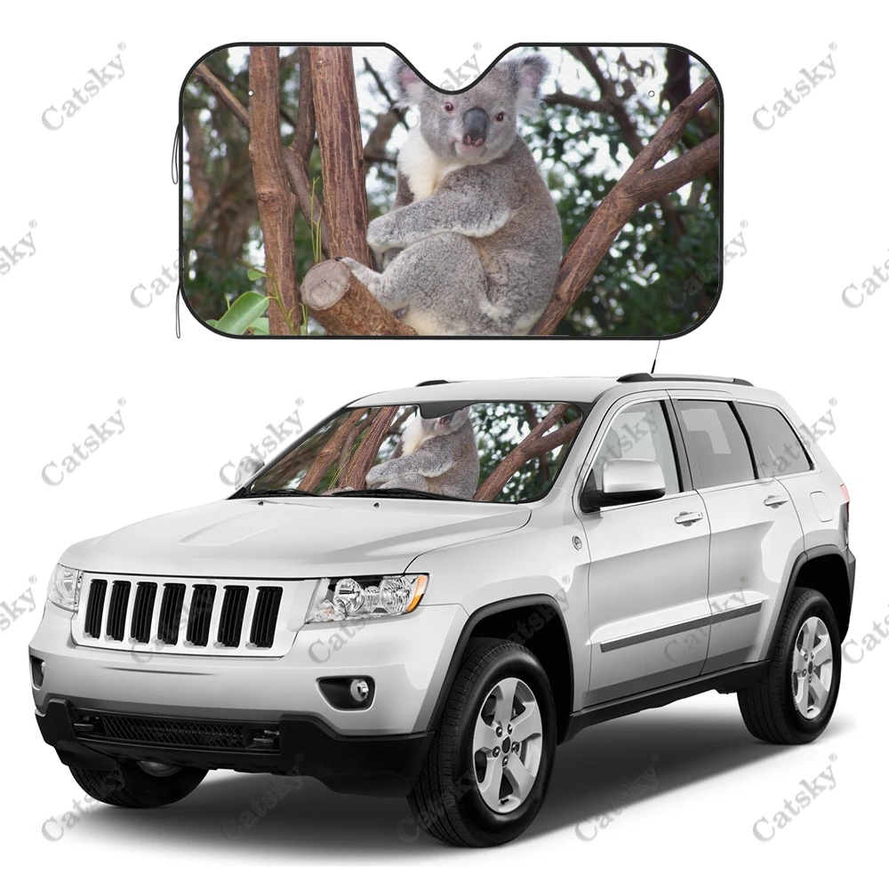 Koalas Climb Trees Car Accessories Windshield Sunshade Foldable Sunvisor Protect UV Sunshade Visor Shield for SUV Summer Cool