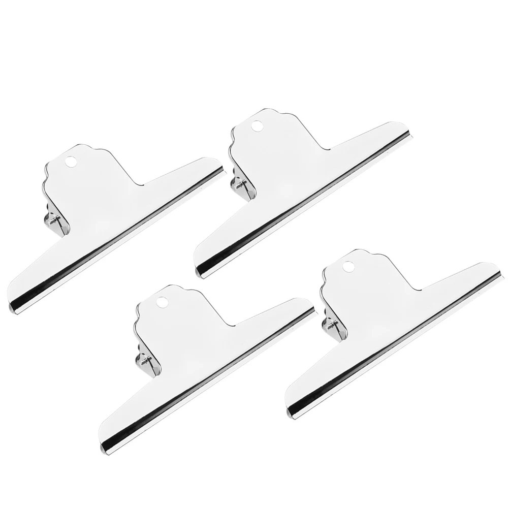 

4pcs Stainless Steel Jumbo Clips Mountain Shape Strong Grip For Newspapers Periodicals Folder Files Office Home Use Large Metal