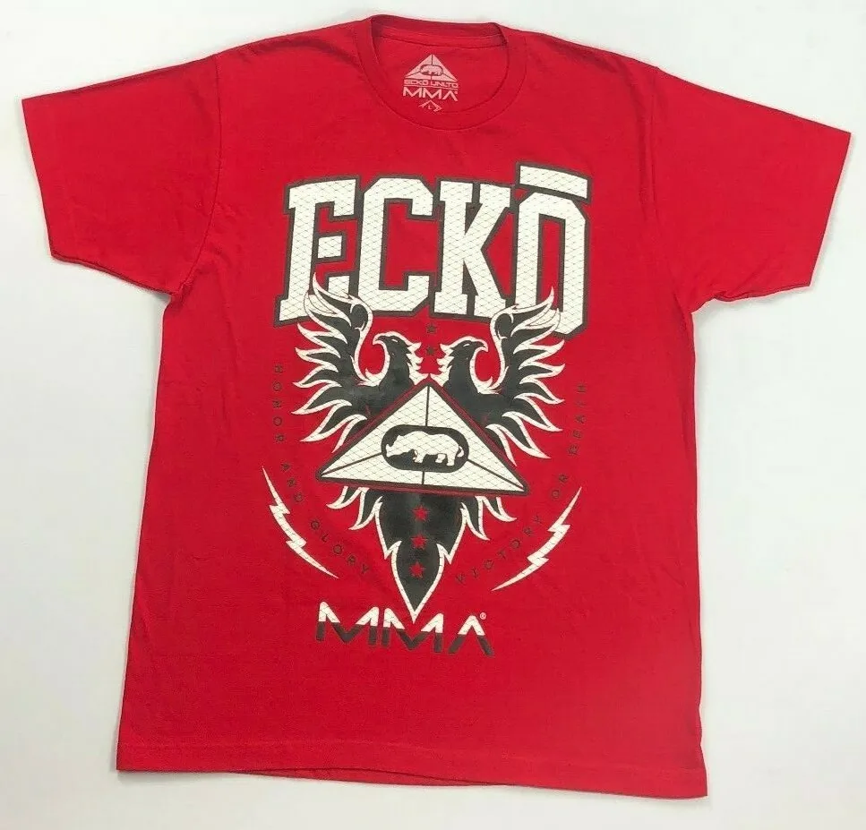 تي شيرت قطني من Ecko Unltd MMA للرجال والنساء بتصميم أمريكي عتيق كبير الحجم وأكمام قصيرة ملابس علوية للملاكمة