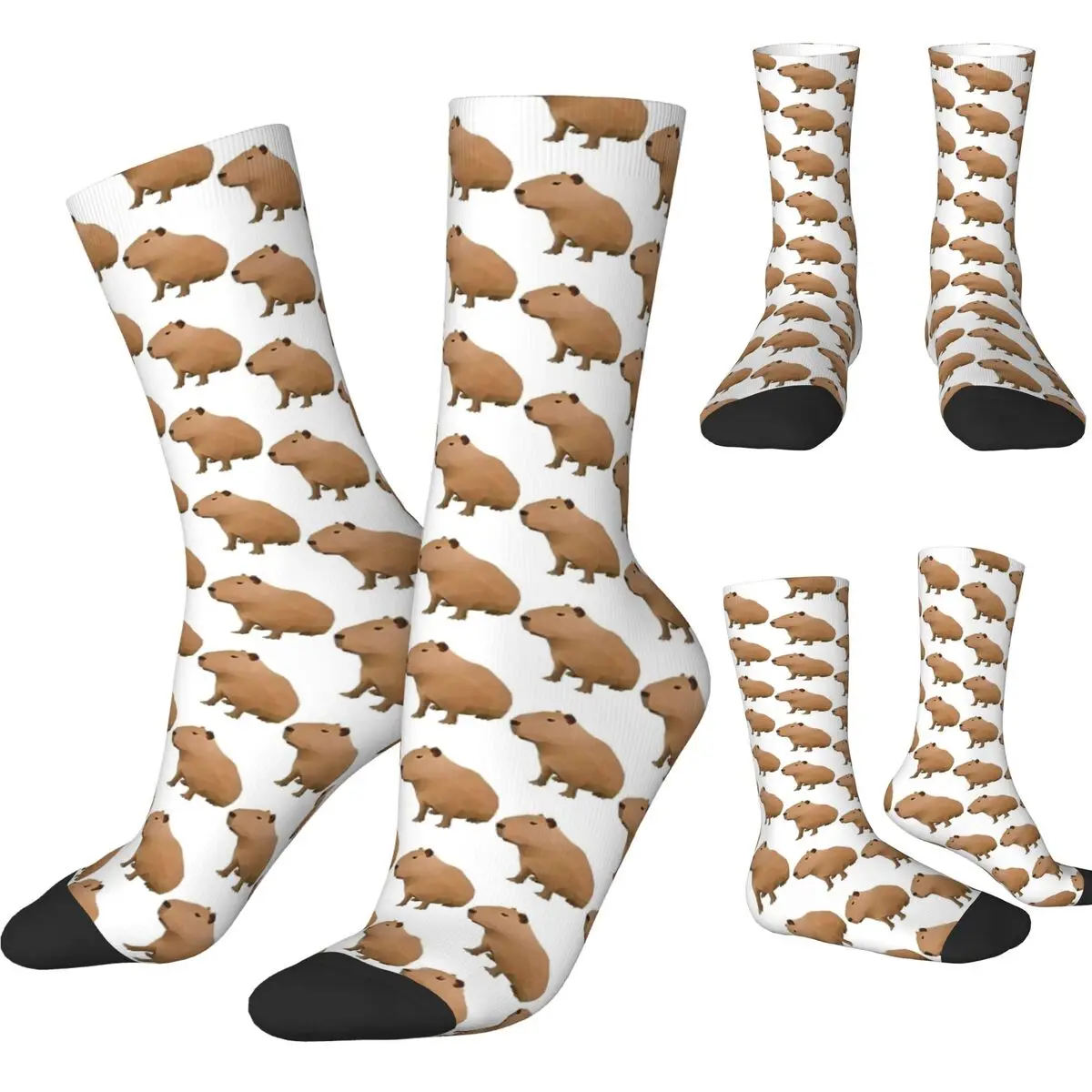 Fashion Men's Socks Harajuku Capybara Polygon Art Sock Polyester Sport Women Sock Spring Summer Autumn Winter