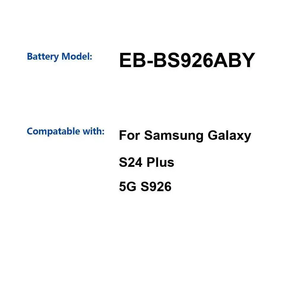 

Mobile Phone Battery Long Lasting For Samsung Galaxy S24 Plus 5G S926 EB-BS926ABY 4900Mah
