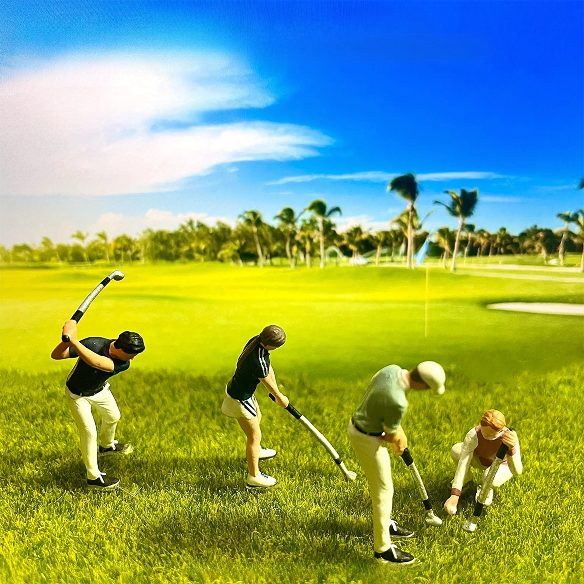 4pcs/1Set Golf Figures Miniatures Golf Figures Miniatures 1:64 Scale Resin Figurines for DIY Dioramas, Creative Scenes & Macro P
