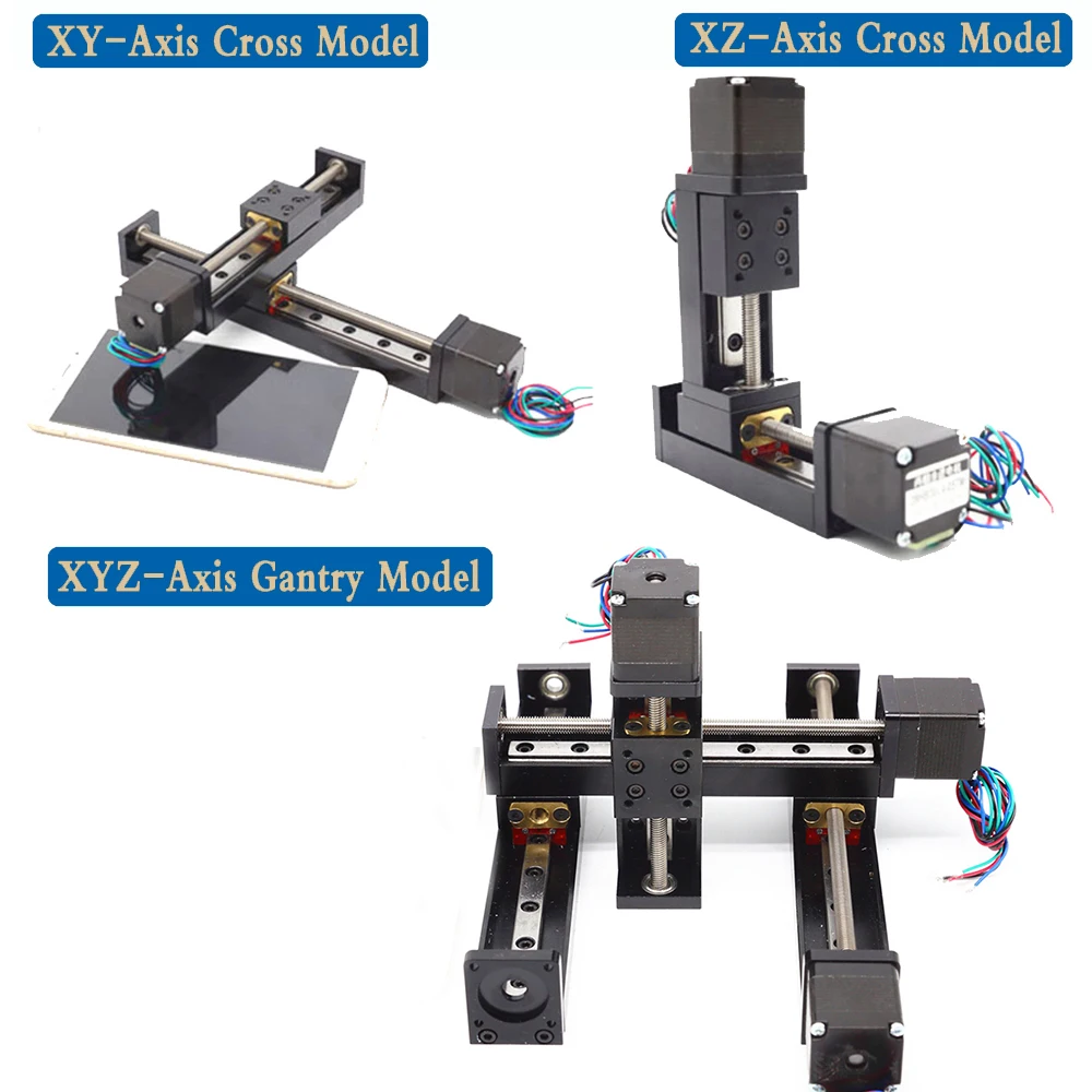 Slide Linear Guides Pitch 1-12mm,T-type Table Linear Rails Stepper Motor Driver Kits 50mm~300mm Stroke 3D Printer XYZ Module