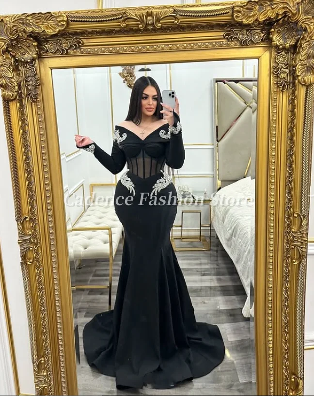 Индивидуальные 2025 сексуальные черные арабские платья без бретелек для выпускного вечера, платья русалки, корсет, вечерние платья в Дубае, вечерние платья