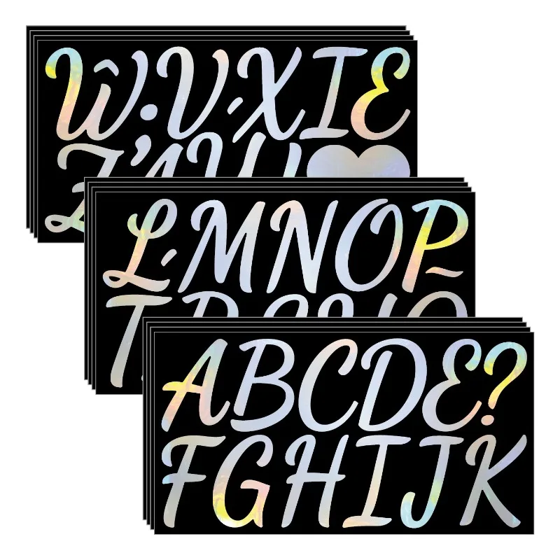 140pcs 2.5 Inch Art Alphabet Laser Stickers Big Letter Numbers Sticker 12 Sheets Self Adhesive Letter Symbol Stickers FDIY Decor