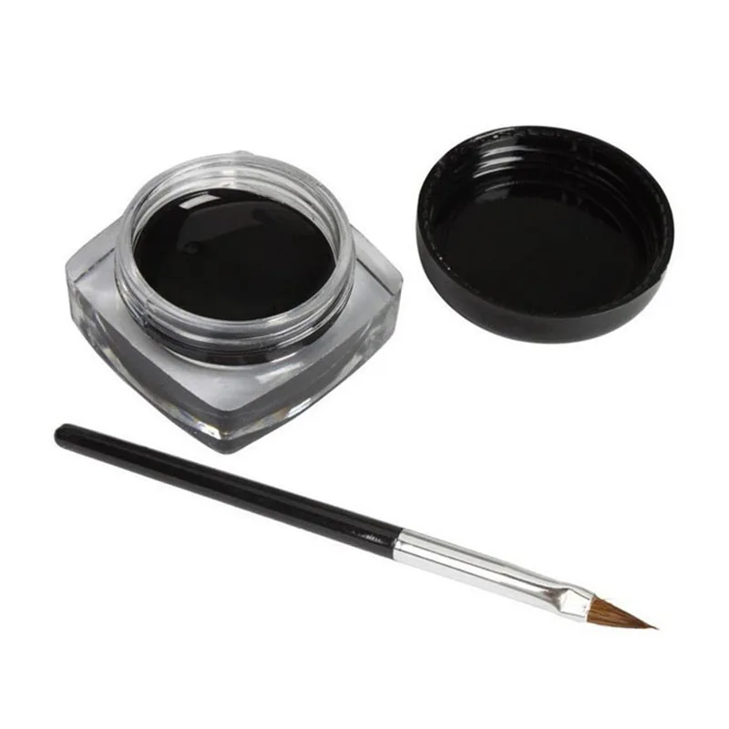 Hot Black Eyeliner Crème Waterdichte Schoonheid Cosmetica Langdurige Eyeliner Gel Oogschaduw Make-up Gereedschap Met Borstel Set Eyeliner