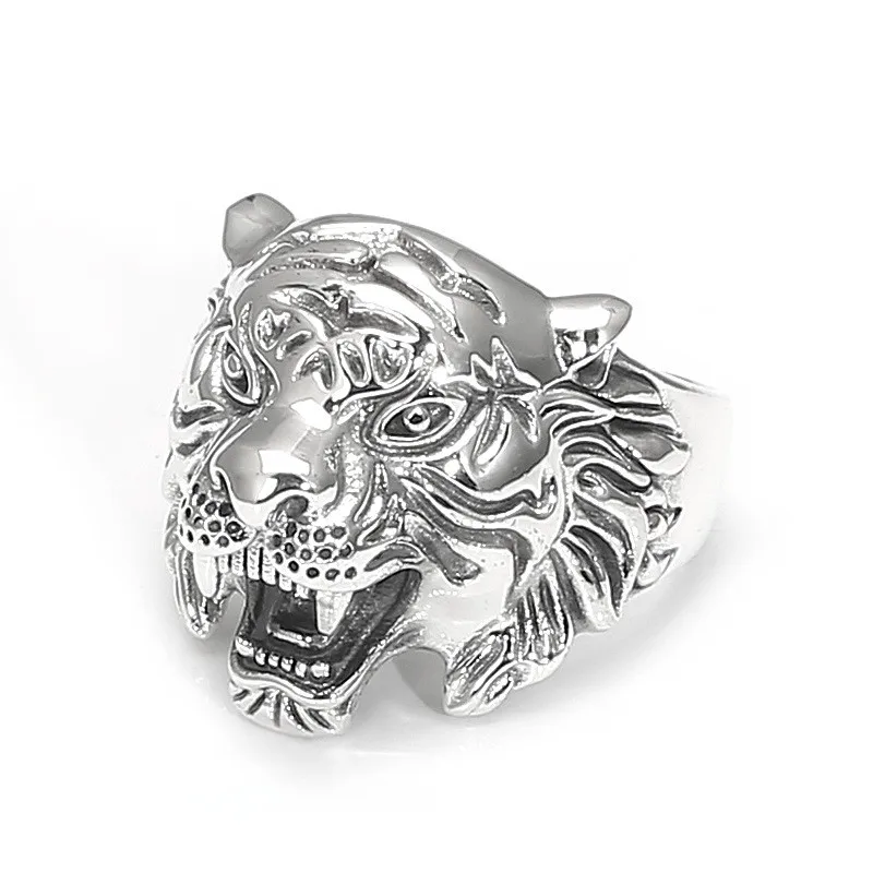 

002-JZ-79 JZFSILVER Silver S925 Fashion Adjustable Retro Luxury Design Exaggerated King Tiger Ring For Men Women Wedding Jewelry