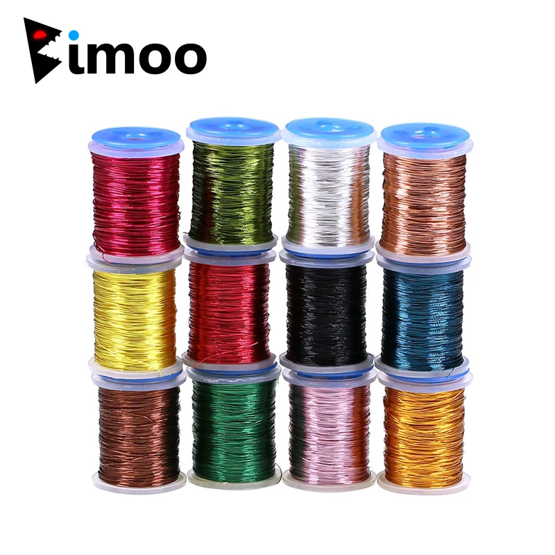 Bimoo 1PC Fly Tying  0.2mm Copper Wire Midge Larve Nymph Body Rib Tying Material Bass Trout Fishing Lures Fly Tying Material