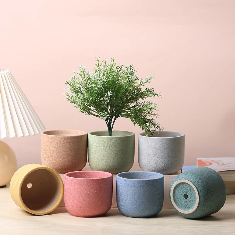 Prosta kolorowa doniczka ceramiczna doniczka na sukulenta sadzarka Home Decor dekoracja wnętrz ozdoby na biurko Bonsai donica na rośliny