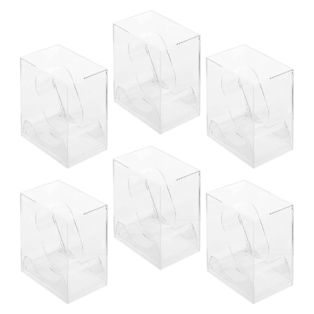 

6Pcs Clear Watch Display Box Sturdy Transparent Case with Built-in Stand for Safe Storage Portable Watch Gift Packaging Solution