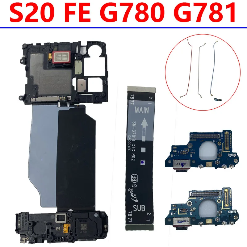 Good Signal Main LCD Flex Cable NFC Coil Motor Charging Port Dock For Samsung Galaxy S20 FE 4G 5G G780F G781B  G781U G781V G780G