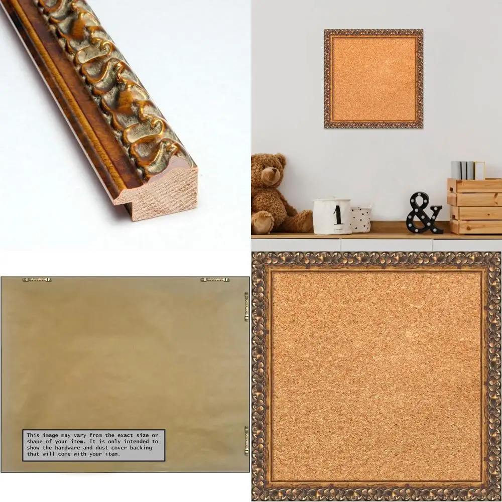 

Bronze-Framed 14x14 Cork Wall Board: Compact Office & Home Vision Board Organizer