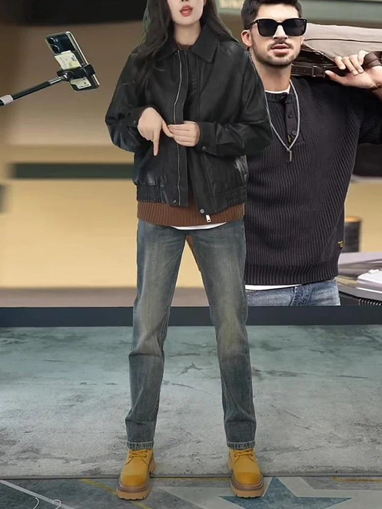 

Мужские джинсы из выстиранного винтажного синего денима, прямые, облегающие, в стиле американской рабочей одежды, подходят к желтым ботинкам