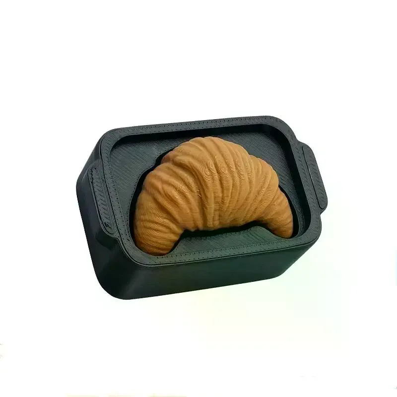 3D Printed Croissant Simulation Stress-relieving Toys Clicker Keychain Desktop Decoration ADHD Decompression Toy