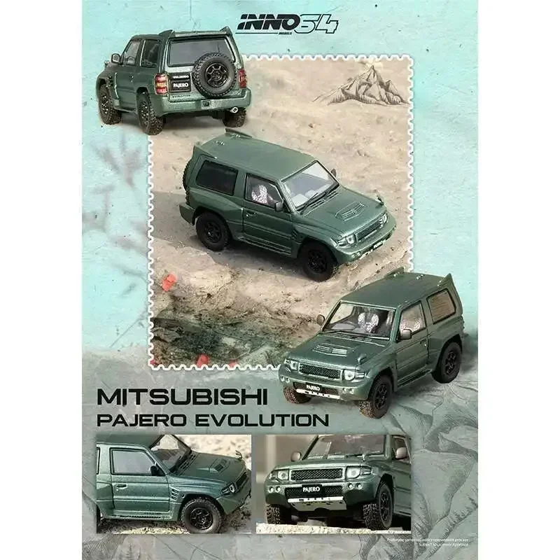 

In Stock INNO 1:64 MITSUBISHI PAJERO EVOLUTION Satin Green Diecast Diorama Car Model Collection Miniature Toys