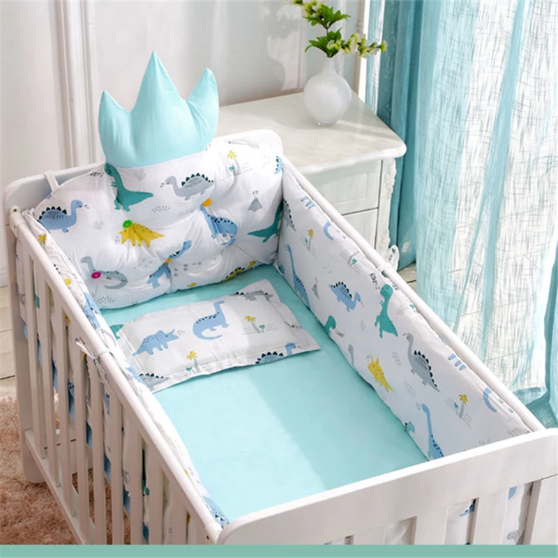 Fashion Printed Baby Bedding Kit Children Cotton Thickened Anti-collision Protect Bed Bumper Newborn Soft Breathable Bedding Set