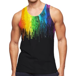 3D Graffiti Painting Printed Tank Top Gym Clothing Men Cool Streetwear Basketball Vest Quick Drying Sleeveless T-Shirt y2k Tops
