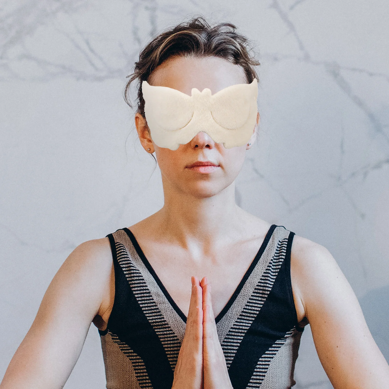 قناع منشفة الوجه القابل لإعادة الاستخدام للعلاج البارد الساخن، تصميم مزدوج الطبقات مع رقعة عين لتجربة استرخاء مناشف قناع الوجه #6