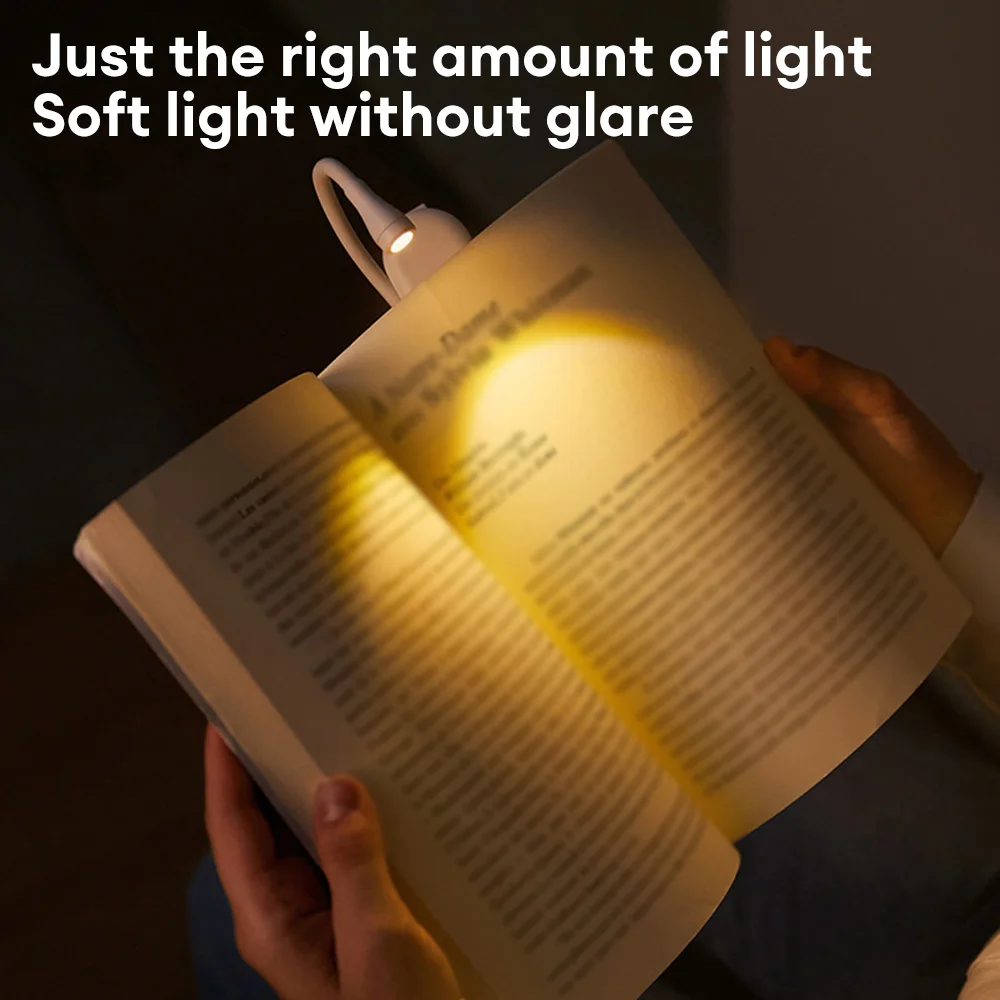 Mini LED Book Night Light Adjustable Clip 360° Flip Study Eye Protection Lamp Rechargeable 3 Color for Travel Bedroom Reading