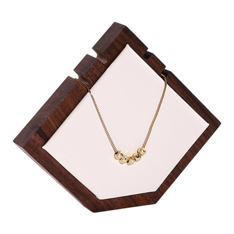 

Регулируемый держатель для ожерелья из орехового дерева с кожаной основой. Сменная полка для ювелирных изделий. Рамка для дерева