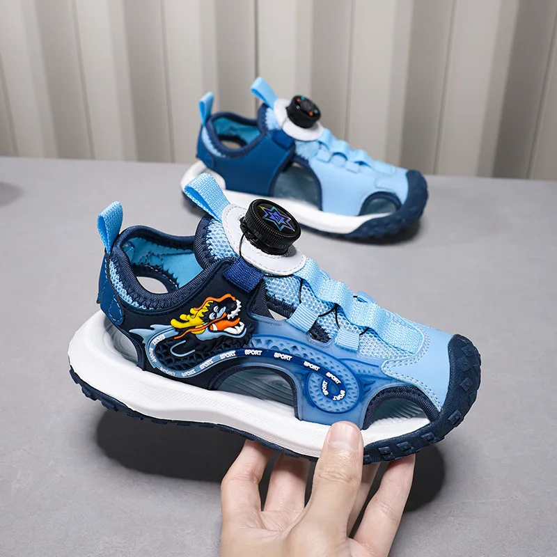 

Boys' 2024 Summer Year of the Dragon sandals for older children, rotating button sneakers, primary school students' Baotou soft