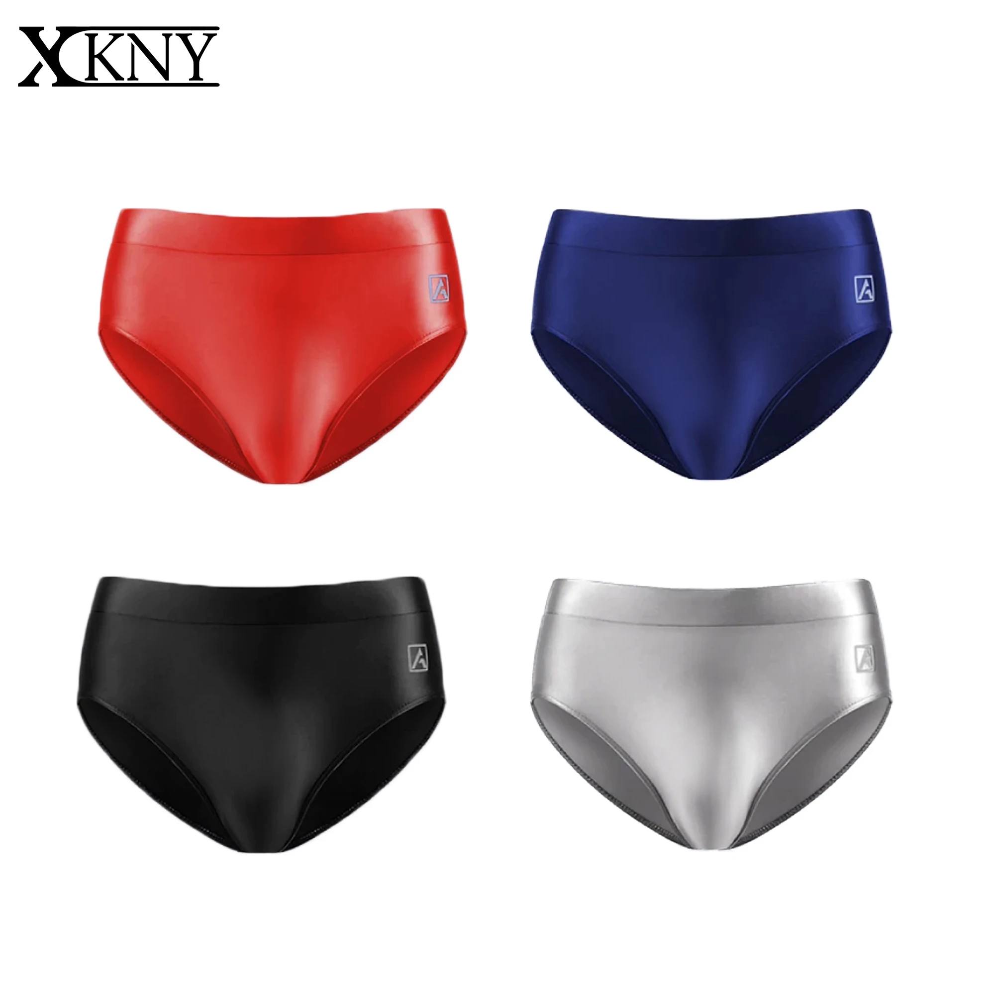 

XClocKNYoung satin glossy men underpants oily solid color shiny breathable sports briefs Silk High elasticity briefs AMORESY