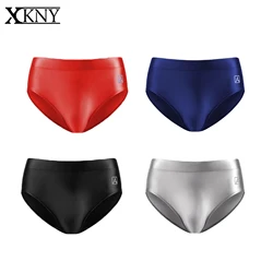 XClocKNYoung satin glossy men underpants oily solid color shiny breathable sports briefs Silk High elasticity briefs AMORESY