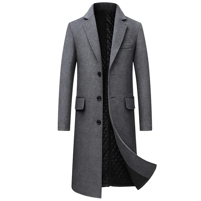

Autumn and Winter New Woolen Coat for Men's Slim Fit Wool Fashion Casual Jacket Long Blends Top
