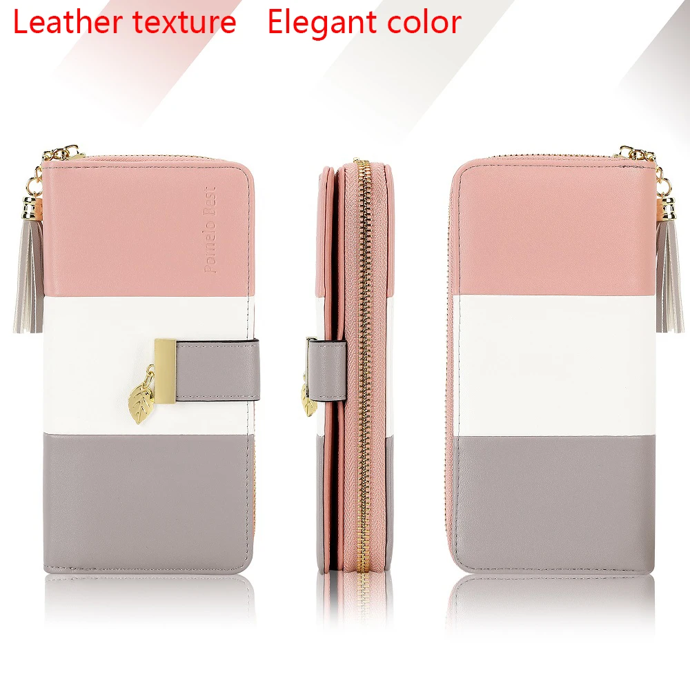 Latest model Fashion Zipper Wallets Womens large capacity Purses Handbags Coin Purse 9 Cards Holder PU Leather Billfold Wallet