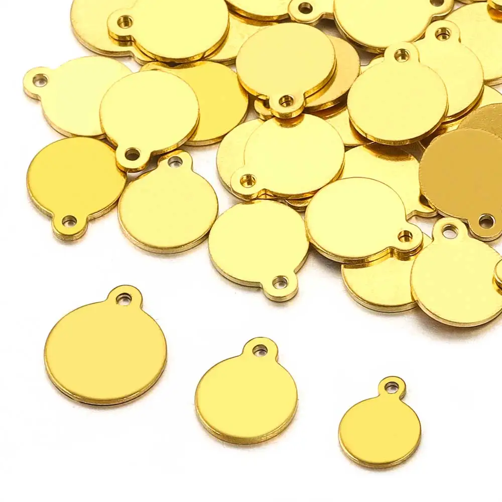 

20pcs/Lot 6 8 10 12mm Stainless Steel Gold Color Blank Round Charm DIY Necklace Bracelet Jewelry Making Accessories Wholesale