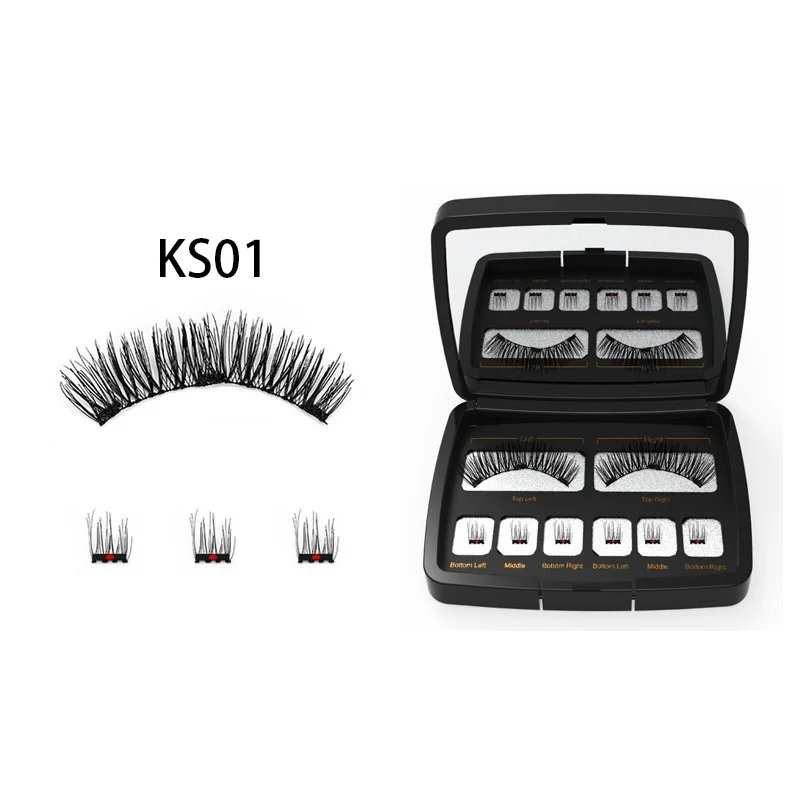 Magnetic Eyelashes with 3 Magnet Kit Acrylic Box Packaging 3D Handmade Soft Natural Fake Eye Lash Reusable Long Lasting Tool