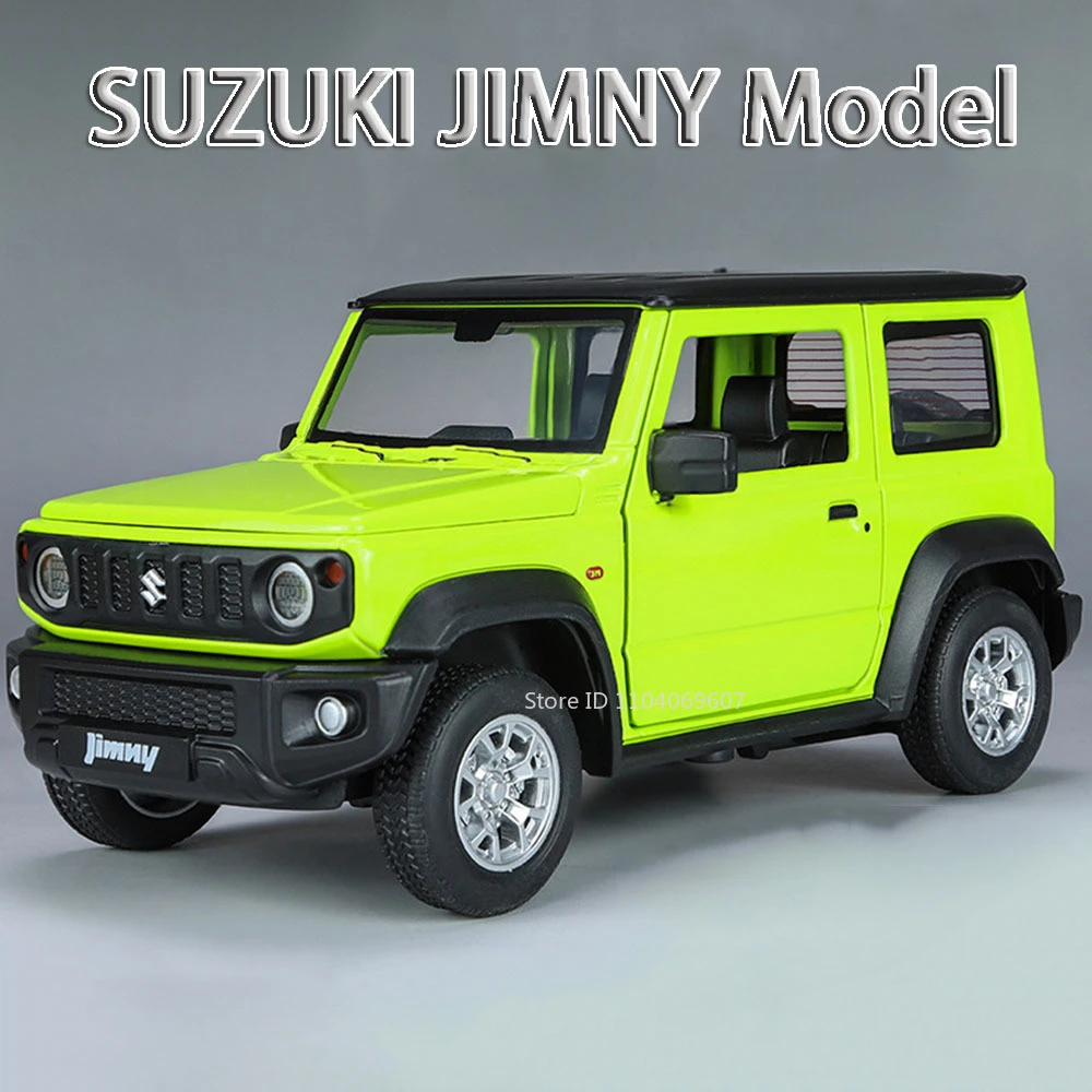 1:24 Suzuki Jimny Car Model Toys Alloy Diecast SUV 4 Doors Opened Pull Back Sound Light Shock Absorption Ornament Vehicles Gifts