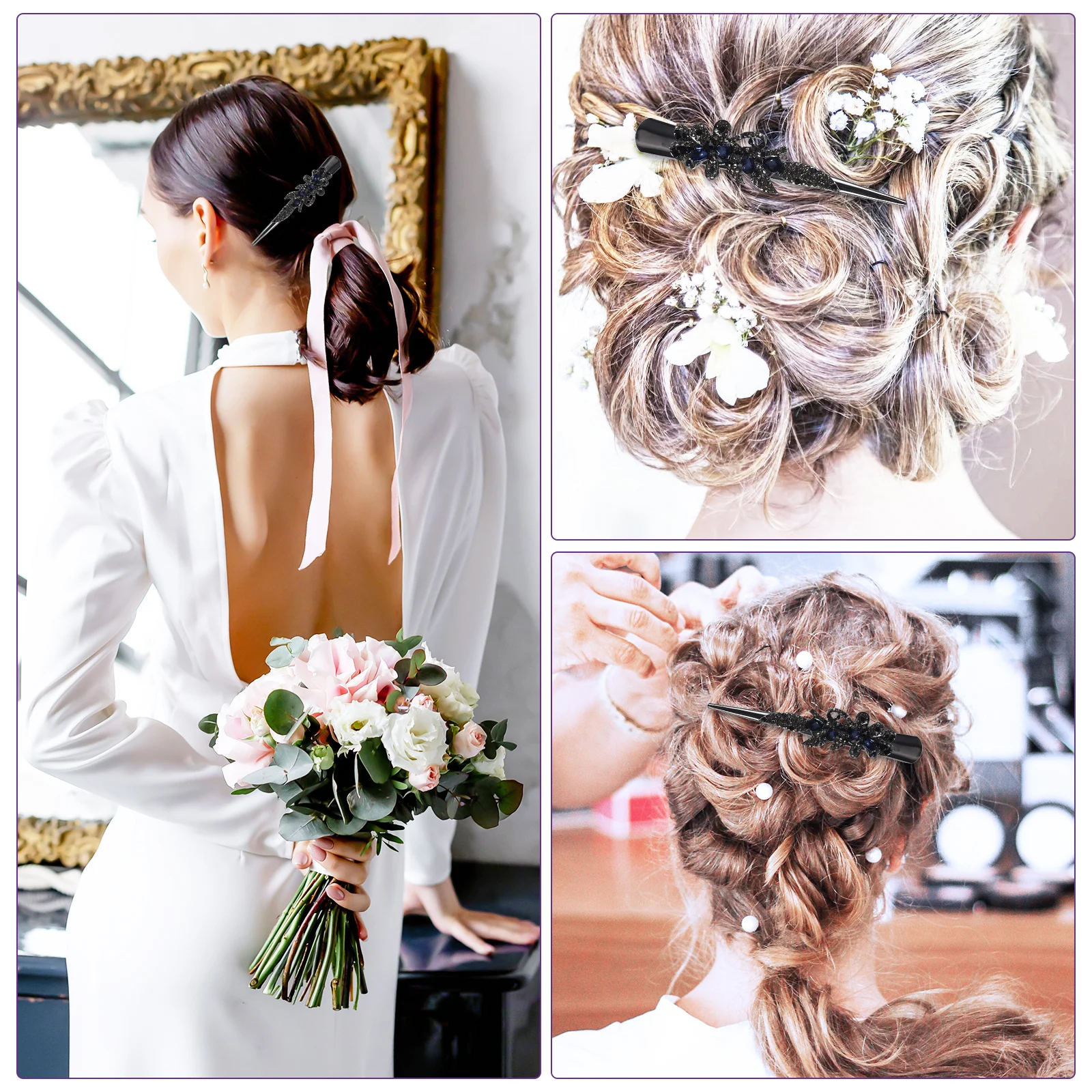 

Duckbilled Hair Clip Metal Rhinestone Vintage Decorative Hair Accessories for Women Party Daily Elegant Style