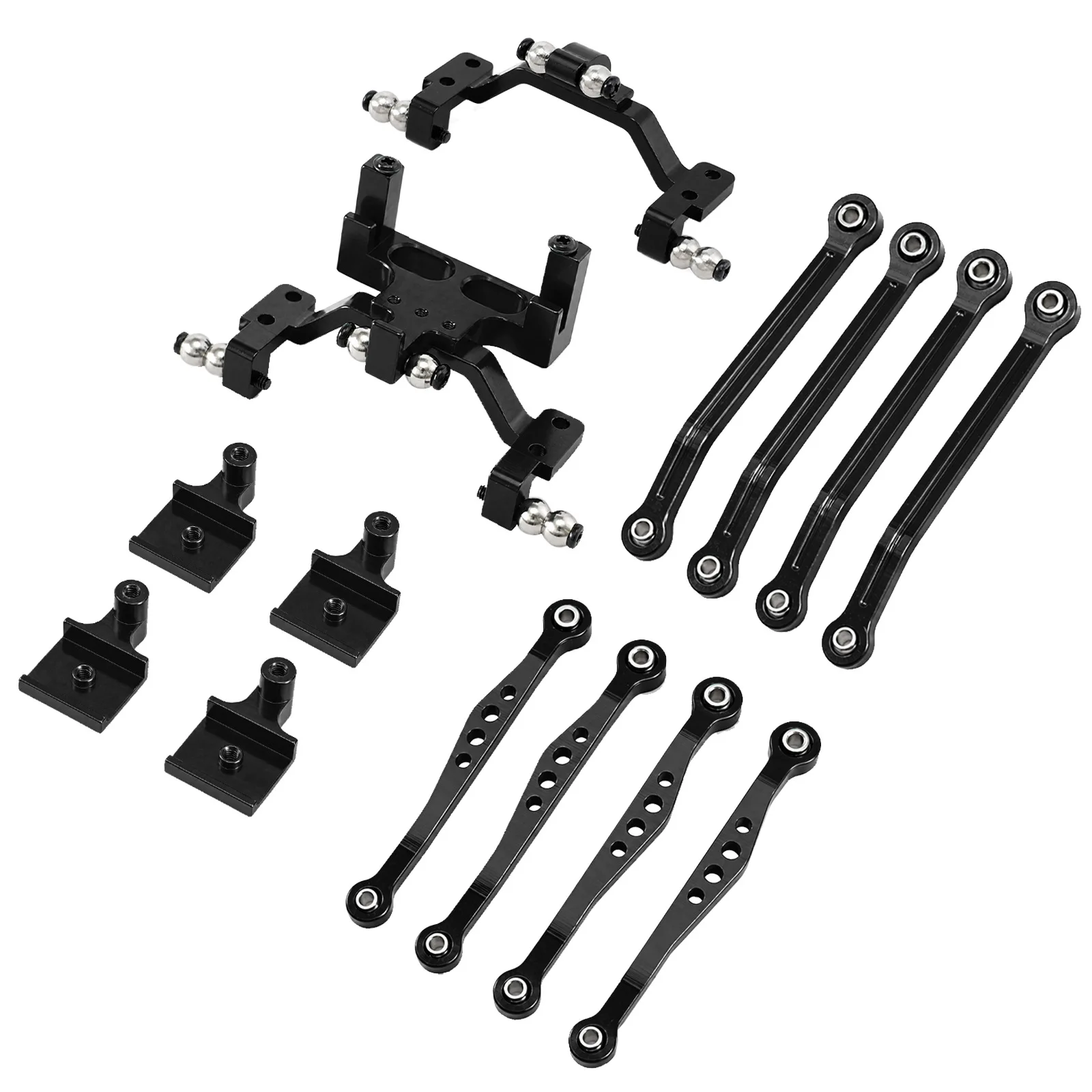 Metal Upgrade Parts Combo Set For WPL 1/16 D62 D64 C64 C74-1 JA11 Toyota Hilux RC Truck, Aluminum Side Foot Pedal Front Rear Tie - view 5