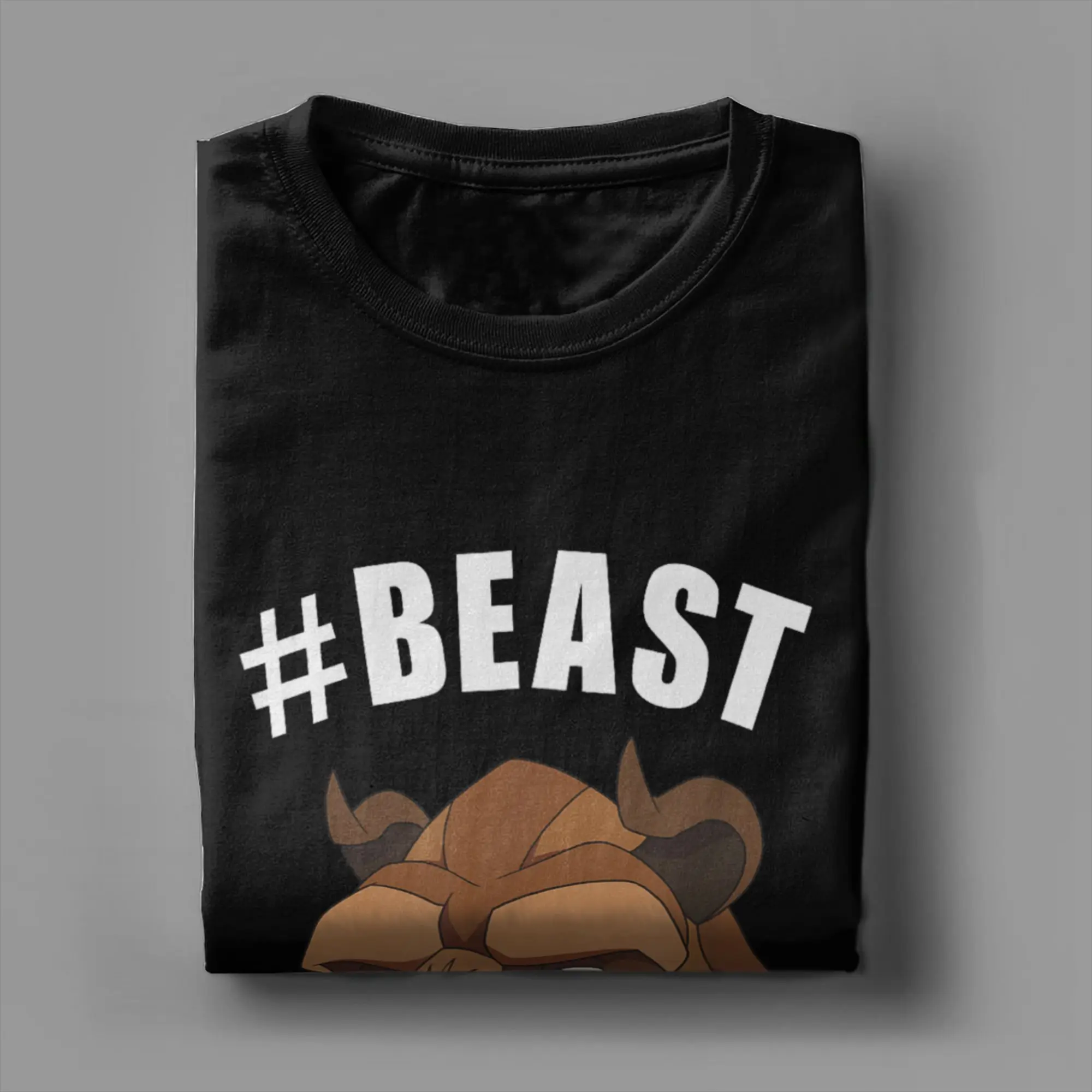 Beauty and The Beast Hashtag Beast Men T Shirts  Funny Tees Short Sleeve O Neck T-Shirt Pure Cotton Plus Size Clothing view 4