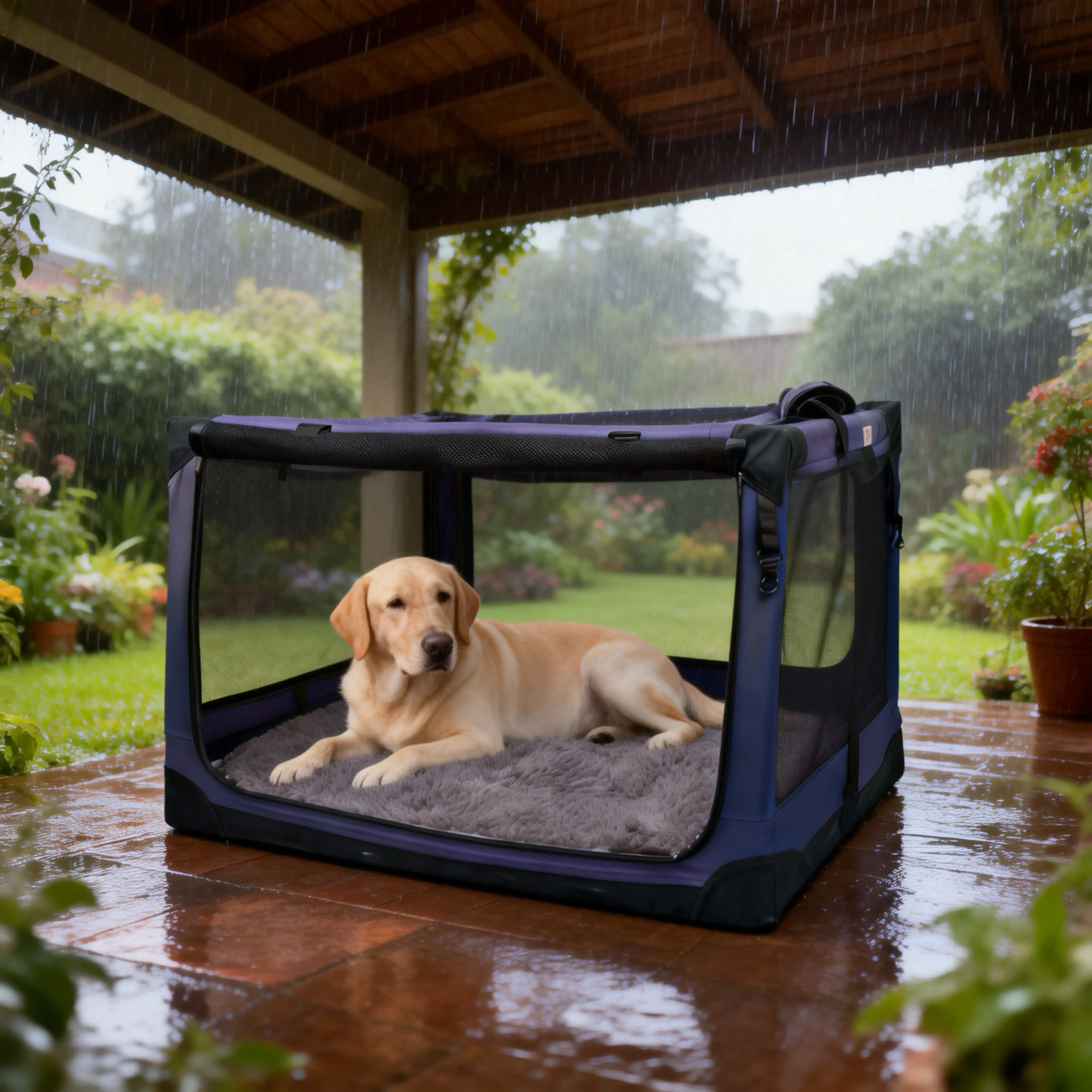 

Collapsible Dog Carrier Crate Oxford Fabric Portable Kennel For Medium Dogs Indoor Outdoor Use Foldable Tote Bag
