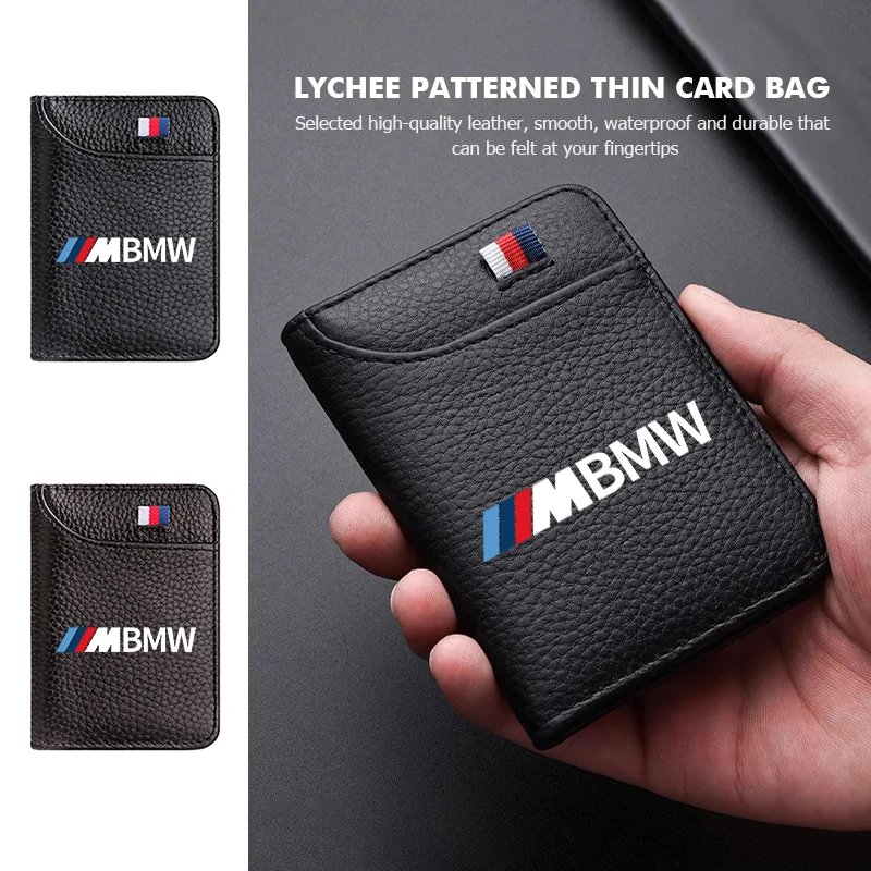 Автомобильный кожаный кошелек из волокна, сумка для кредитных карт, деловой кошелек для BMW E84 E87 E90 E91 E92 E93 F10 F20 F30 F40 F15 F25 F26