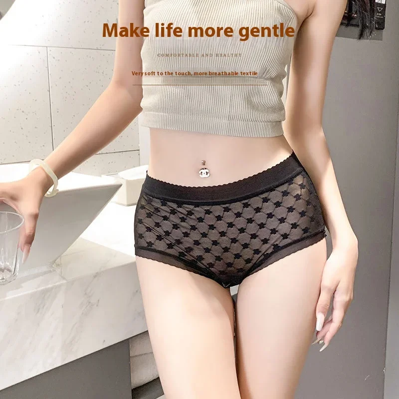 Large size women lace underwear increase briefs mid-waist slim sexy seductive small underwear sales