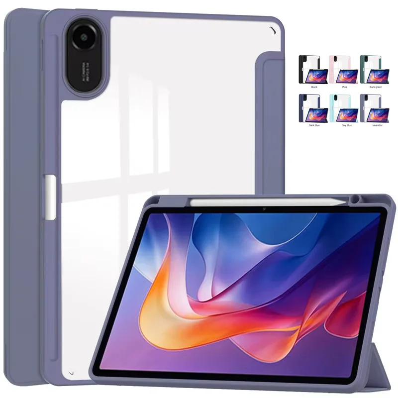 

Funda For Redmi Pad 2 Case with Pen Holder Trifold Acrylic Hard Clear Back Smart Cover For Xiaomi Redmi Pad 2 2025 Case 11 inch