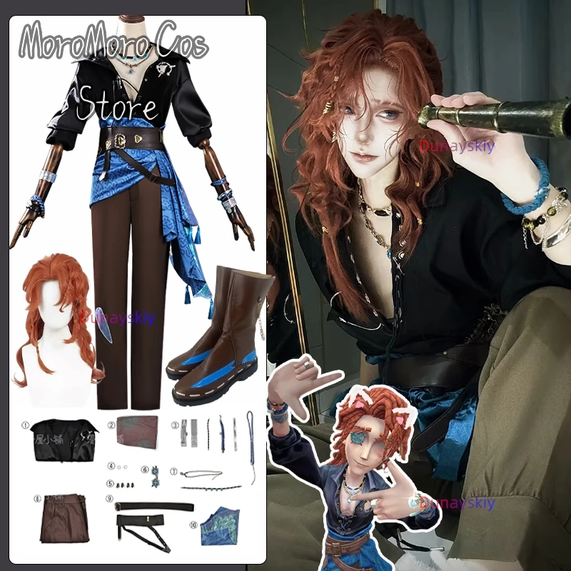 

Game Identity V Frederick Kreiburg 코스프레 Costume 3xl Vintage Kaftan Trouser Set Frederick Kreiburg Roleplay Wig Shoe Prop Sui