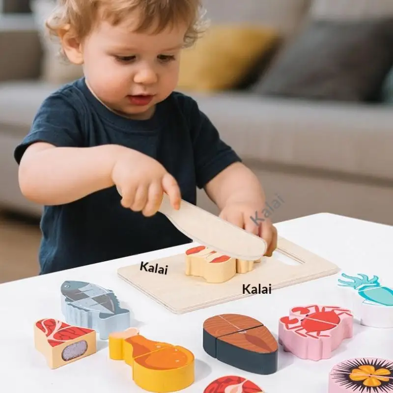 1 مجموعة محاكاة قطع سلطة فواكه لعبة اللعب اكسسوارات المطبخ ألعاب تعليمية مونتيسوري للأطفال لعبة التظاهر الخشبية #2