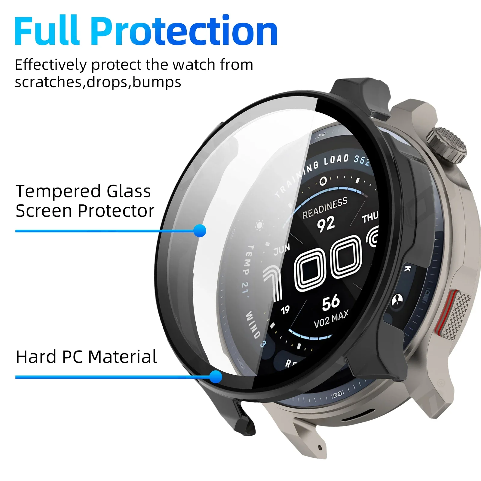Glass+Case for Amazfit Balance 2 Tempered Glass Screen Protector & Hard PC Protective Bumper for Amazfit Balance2 Accessories